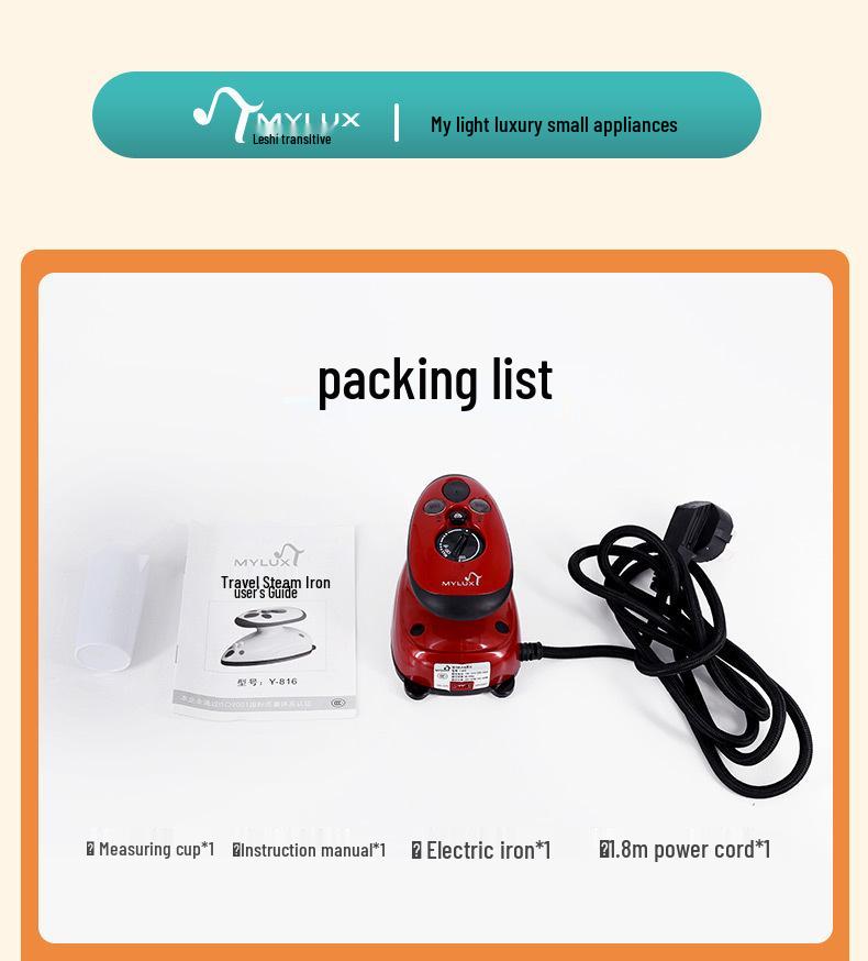 Mylux Mini Handheld Travel Iron with Temperature Control and Ceramic Soleplate