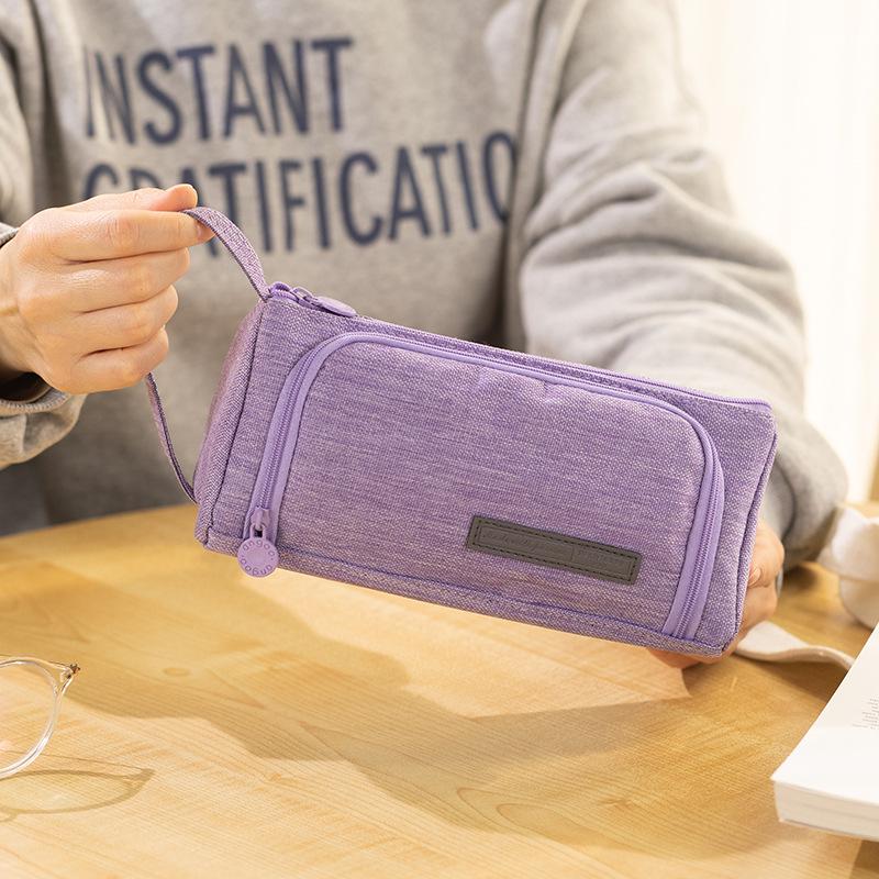 Large Korean-Style Canvas Pencil Case: Cute, Multifunctional, and Fresh Design for Students