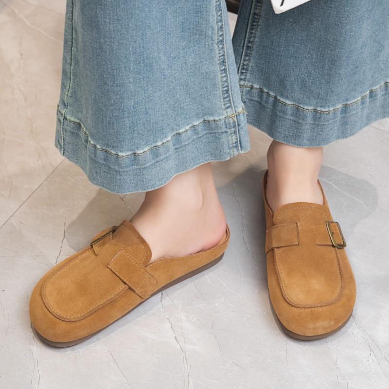 Fashion Genuine Leather Female Slippers 2025 New Fashion Non Slip Casual Women's Slippers Flats Shoes Comfortable Soft Women Flat Shoes