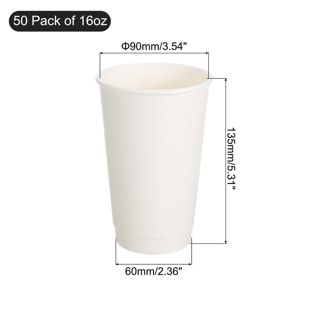 50pcs 270ml-700ml Double-Layer Disposable Coffee Cups White Paper Cup for Hot/Cold Water Milk Juice Tea for Party Picnic Travel