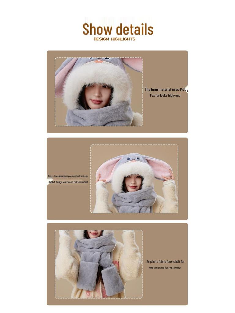 Zootopia Judy Rabbit Winter Warm 3-Piece Set: Plush Hat, Scarf, and Gloves