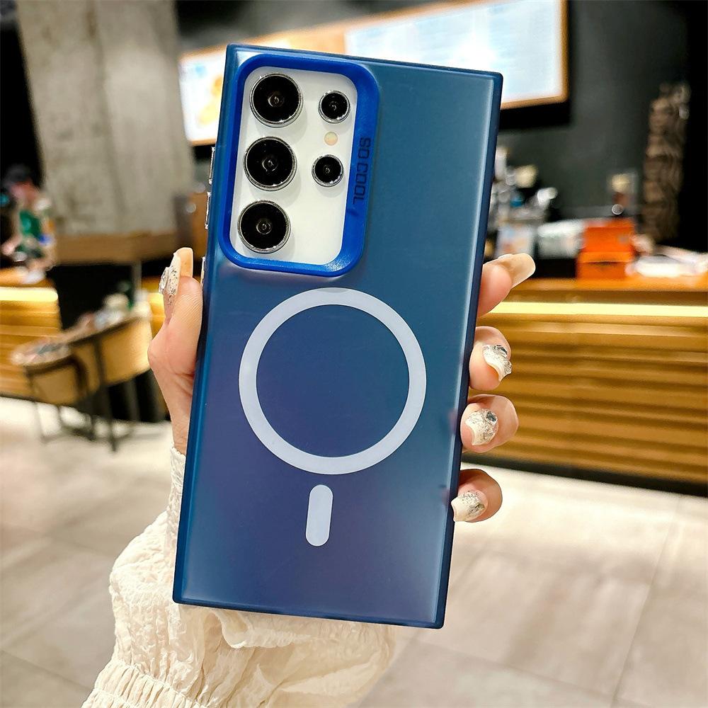 Matte Colorful Sliver Magnetic Phone Case for iPhone 11 12 13 14 15 16 Samsung S20FE S21 S22 S23 S24 S25 TPU Soft Silicone Shockproof Hard Back Cover