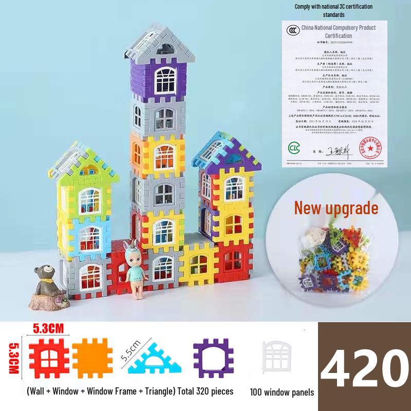 Large Interlocking Building Block Set for Kids Ages 3-6 - Educational Plastic House Assembly Toy