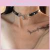Leather Black Stunning Choker Necklace For Women With Decorative Silver Bell Charm