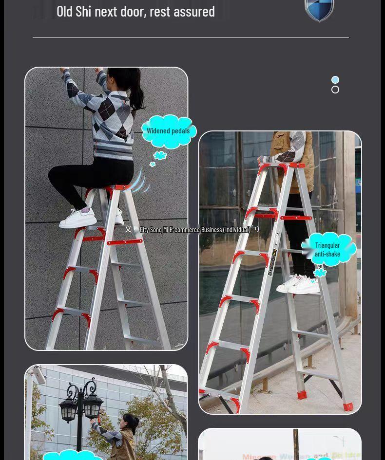 Heavy-Duty Aluminum Double-Sided A-Frame Telescopic Ladder for Household and Attic Use