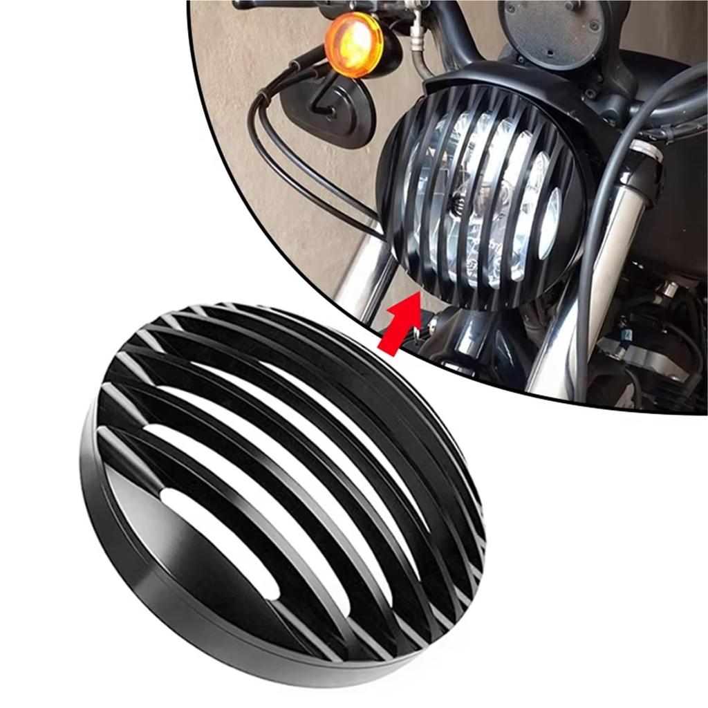 Motorcycle Headlight Grille XL1200X 2004-up Motorcycle 5 3 4" 5.75" LED Headlight Grille Cover Black ABS