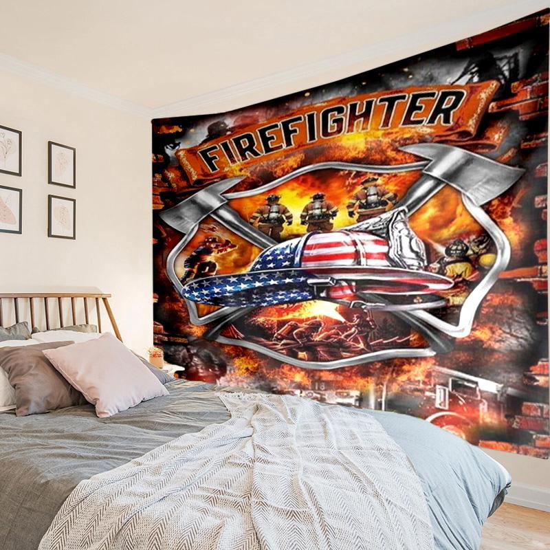 Firefighter Bravery In Action Tapestry Room Decoration Wall Hanging for Living Room Bedroom, dormitory, Birthday and Christmas gifts