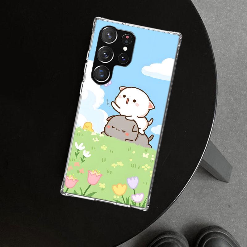 

Милый чехол-накладка с персиком и котиком Гома для Samsung Galaxy S26 S25 Edge S24 S23 Ultra S22 Plus S21 FE S20 + Художественный Индивидуальный Fundas G Samsung S21 Ultra