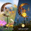 1pc Moon-Shaped Solar-Powered Metal Fairy Lantern - Waterproof LED Landscape Light Perfect for Patio and Yard Decor