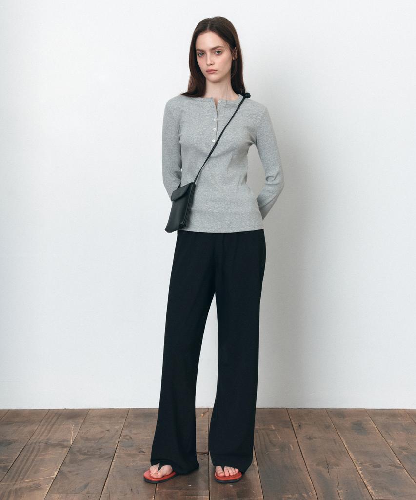 Siyajyu Sipt7192 Comfort Wide Elastic Waist Slacks_Black