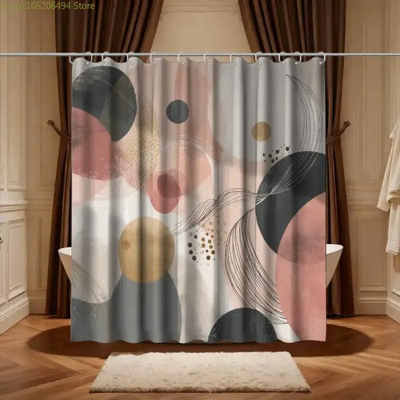 1pc Bathroom Shower Curtain, Illustration Design Workshop, Dynamic Art Festival Shower Curtain, with 12 Hooks, 180*180cm Bathr
