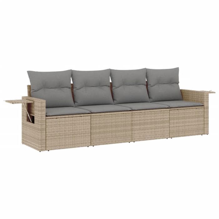 VidaXL Salon de Jardin avec Coussins 4 pcs, Canapés de Terrasse, Ensemble de Meubles de Patio, Mobilier d'Extérieur, Beige 3252216