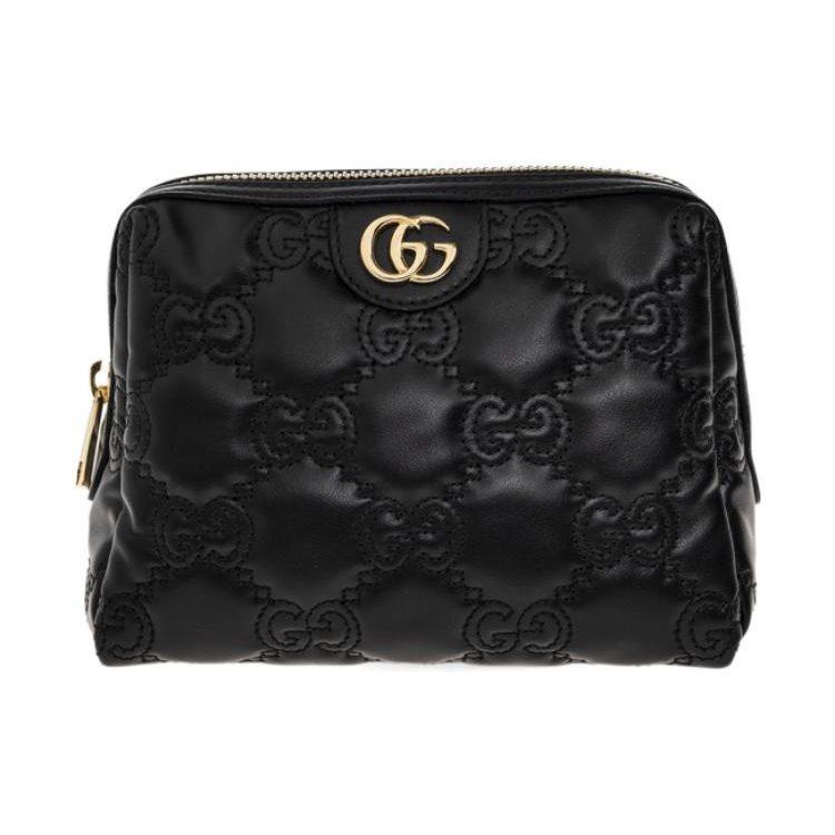 GUCCI GG Matelasse Leather Clutch Storage Bag Makeup Bag Small Women's Black 726047-UM8IG-1000