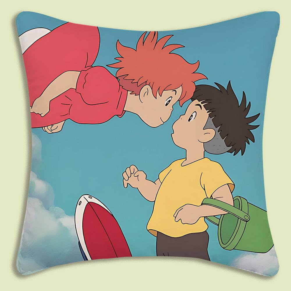 Cute Cartoon Ponyo Pillow Covers Cartoon Sofa Decorative Home Double-Sided Printing Short Plush Cute Cushion Cover