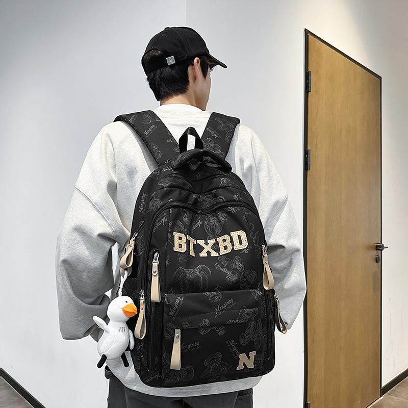 Casual Printed Schoolbag Male High School Student Fashion Large Capacity Backpack Female College Student Computer Backpack