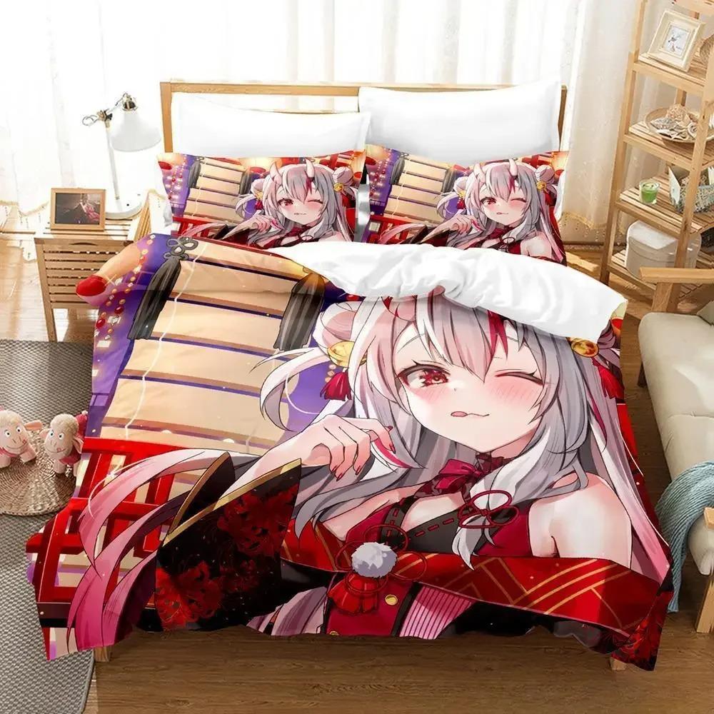Kawaii Nakiri Ayame Bedding Set Single Twin Full Queen King Size Bed Set Adult Kid Bedroom Duvet cover Sets 3D Print Anime Bed
