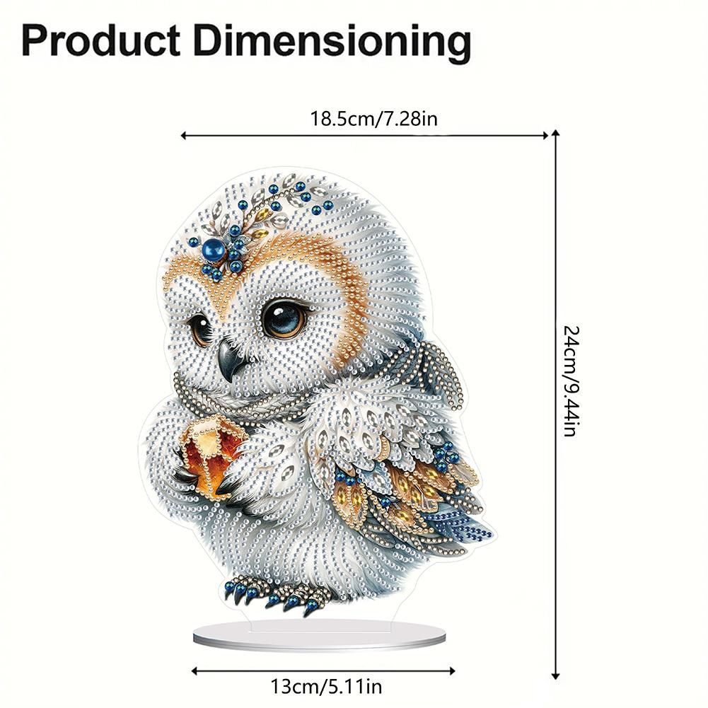 DIY Diamond Painting Ornament Round+Special Shape Acrylic Table Top Winter Owl Ornaments Kit For Room Office Desktop Decor