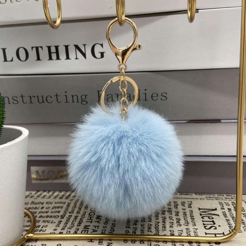 Auf Lager 8cm Kunstkaninchenfell Pompom Schlüsselanhänger - Plüschkugel Anhänger für Taschen und Kleidung