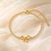 Little Luxury Zircon Tennis Chain Bracelet for Women, Stainless Steel Rose Flower Bowknot Charm Bracelet, Fashion Fine Jewelry