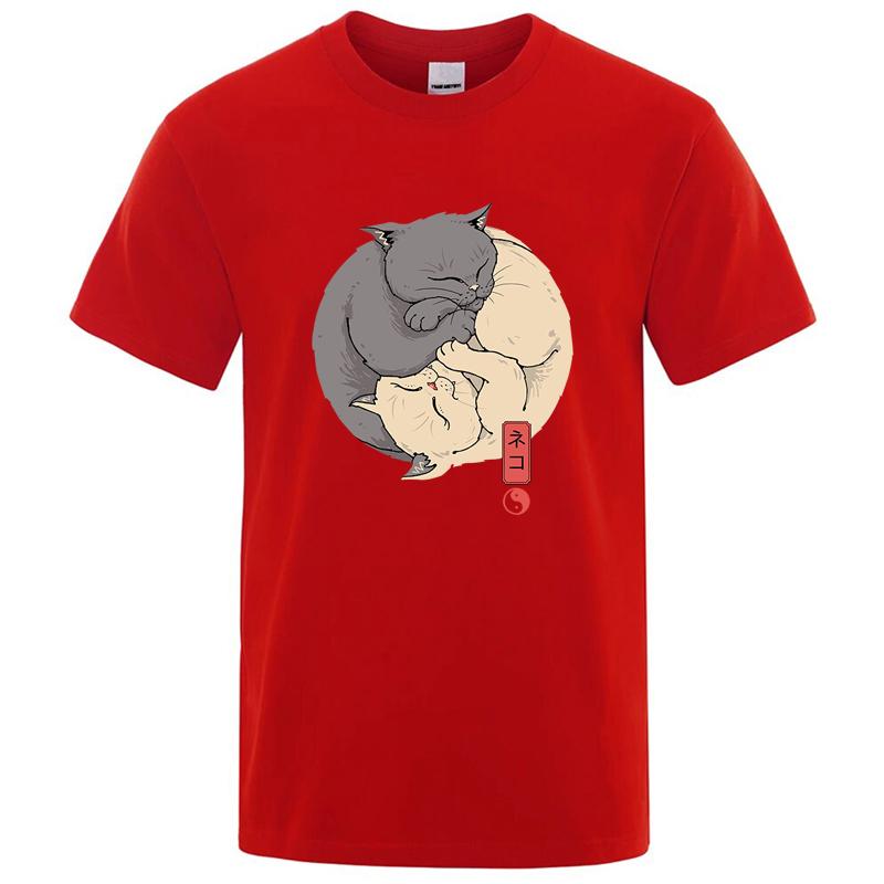 Summer Mens High Quality Tshirt 100 Cotton Short Sleeve Funny Cat Print Tshirt Casual Loose Oneck Cool Tshirt Male Tees