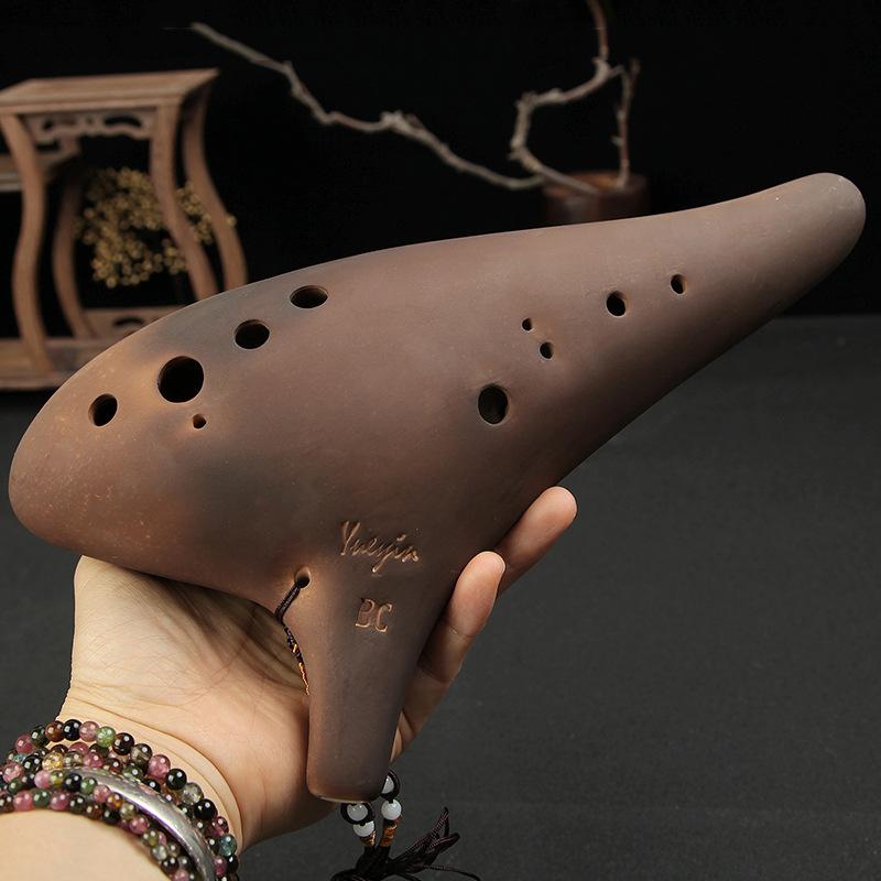 Ocarina Orff Instrument muzyczny Profesjonalny flet Retro Flet ceramiczny 12 otworów C-key Profesjonalny typ występu Flet ceramiczny zwykły wypalany