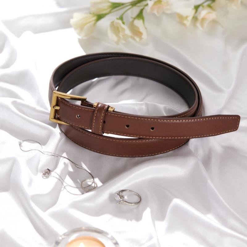 DakS Brown Gold Buckle Leather Women S Belt Dbbe6e755w3