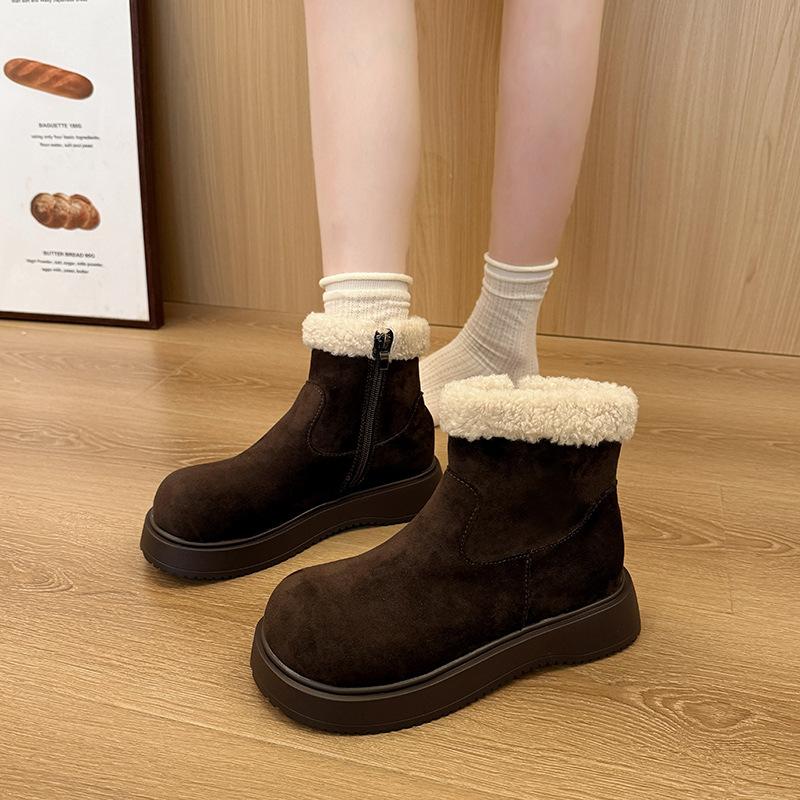Women's thick-soled winter fur as one lightweight warm anti-cold padded snow boots non-slip wear casual sneakers cotton boots