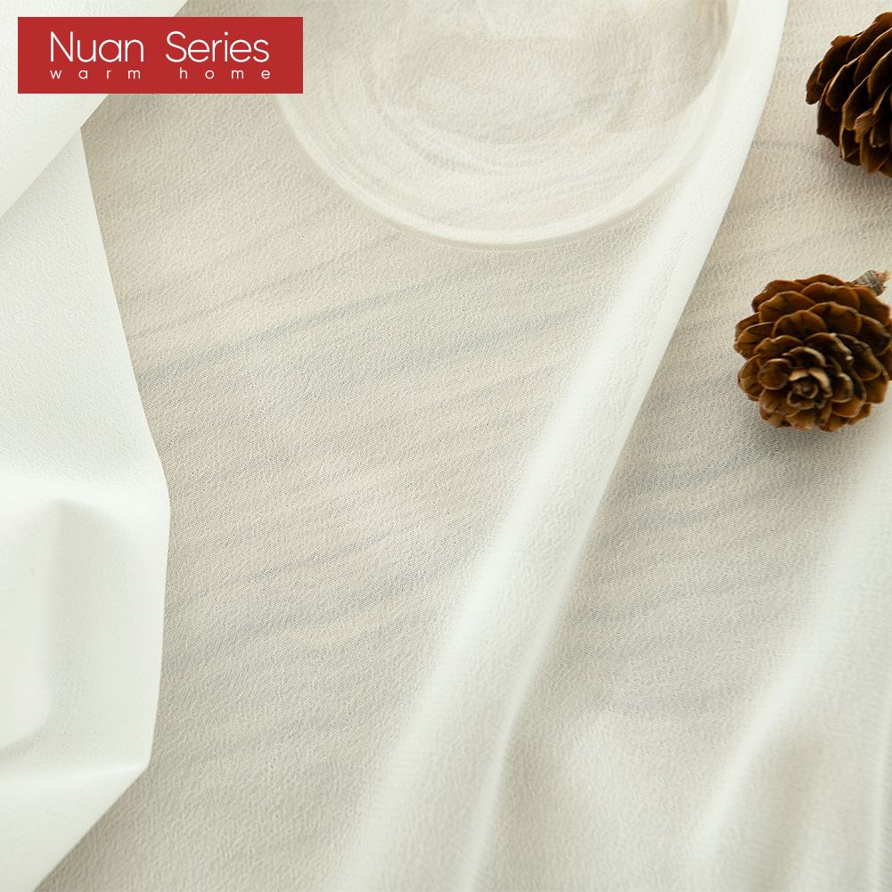 1 szt. Seria Nuan biała zasłona tiulowa styl skandynawski przezroczysta zasłona do sypialni poliestrowa tiulowa dekoracyjna zasłona okienna