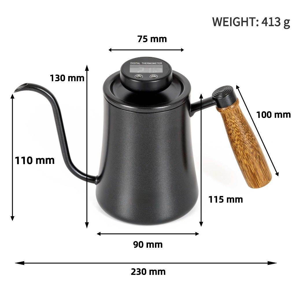 Schwanenhals Pour Over Kaffeekanne Hochpräzises Thermometer Teekanne 304 Edelstahl Wasserkocher