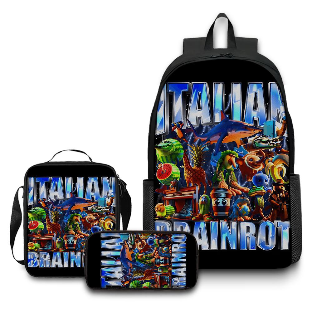 Printed Backpack Wooden Stick Man Shanhaijing School Bag Pencil Case