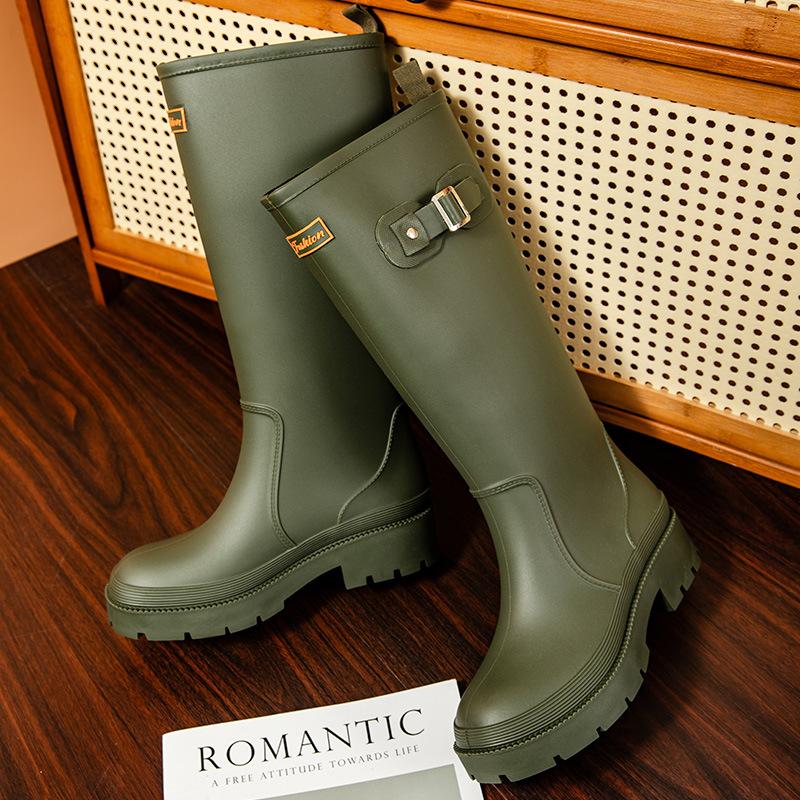 Women High-end Waterproof Rain Boots Women's Knee-length Fashion Rubber Rain Boots Girls' Shoes Rain Boots PVC Waterproof Shoes