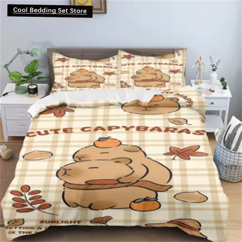 Comforter Capybaras Anime Bedding Printed General Children And Adult Set Queen Size Reactive Printing Quilt