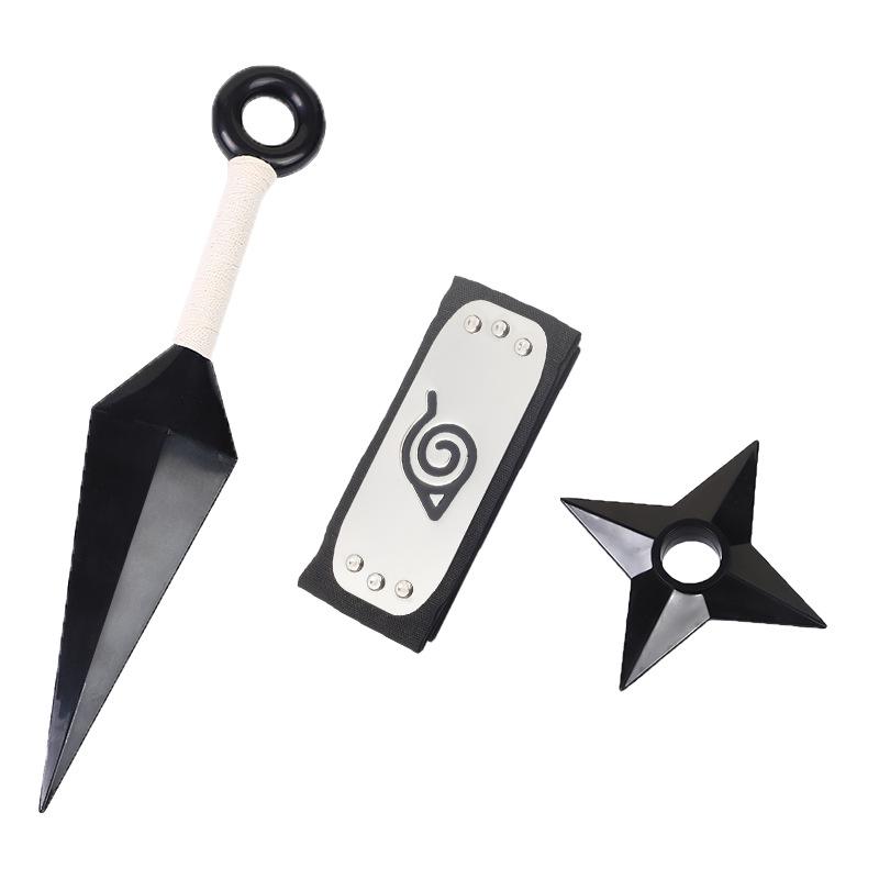 Available: Kakashi Mask, Naruto Kunai & Shuriken, Konoha Headband Set