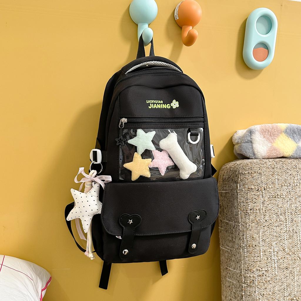 Schoolbagins Simple and Versatile Class Backpack Female, High School Student, Junior High School Student School Bag Large Capacity Lightweight Burden