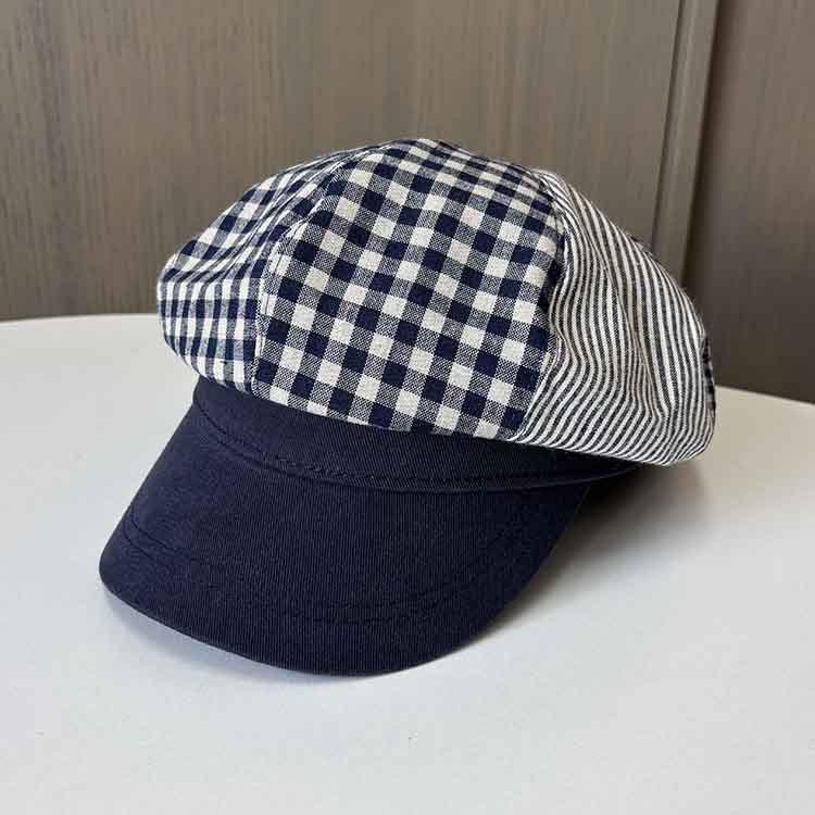 Plaid Color Matching Octagonal Hat Women'S Autumn Retro Versatile Cap Vacation Travel Newsboy Hat