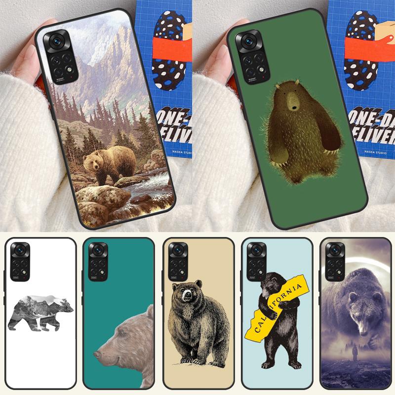 Cartoon Grizzly Bear Case For Xiaomi Redmi Note 14 13 12 9 10 11 Pro 10S 11S 12S Cover For Redmi 13C 10C 12C 14C