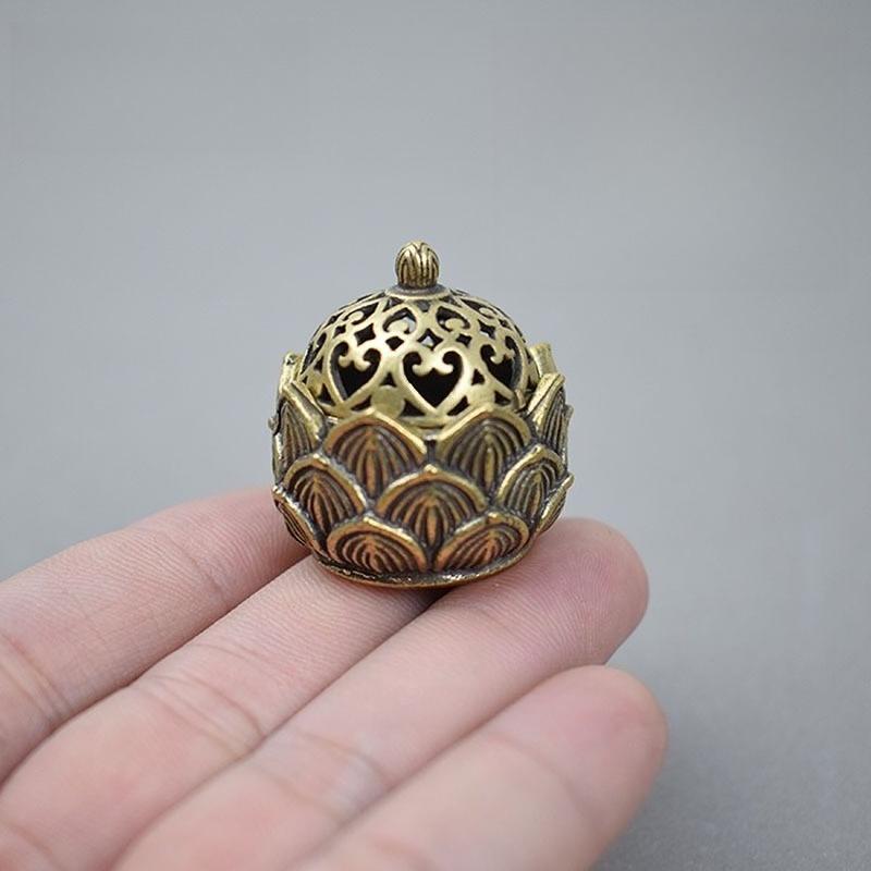 1PC Metal Lotus Cone Incense Burner, Portable Aromatherapy Holder for Home Car Altar Table, Mini Asian Zen Decor Meditation Gift