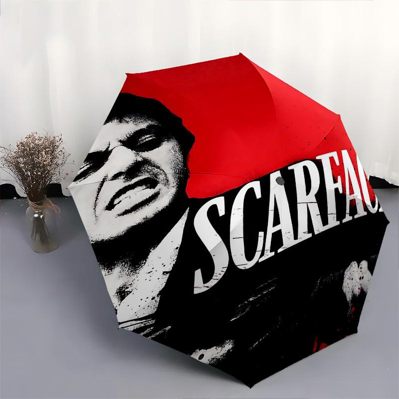 1pc Scarface Automatic Open Close Umbrella Windproof Canopy, Automatic Open Close Button10164