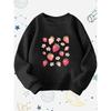 Strawberry and Cherry Pattern Children's Long-sleeved Round-neck Pullover, Suitable for Home, Play, Daily Wear, School, Christmas and Halloween Gifts