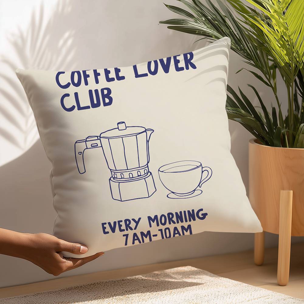 Mokkakanne Kaffee Pasta Liebhaber Wein Käse Kissenbezug Plüschstoff Weicher Kissenbezug Zweiseitiger Druck Kissenbezug Haushalt