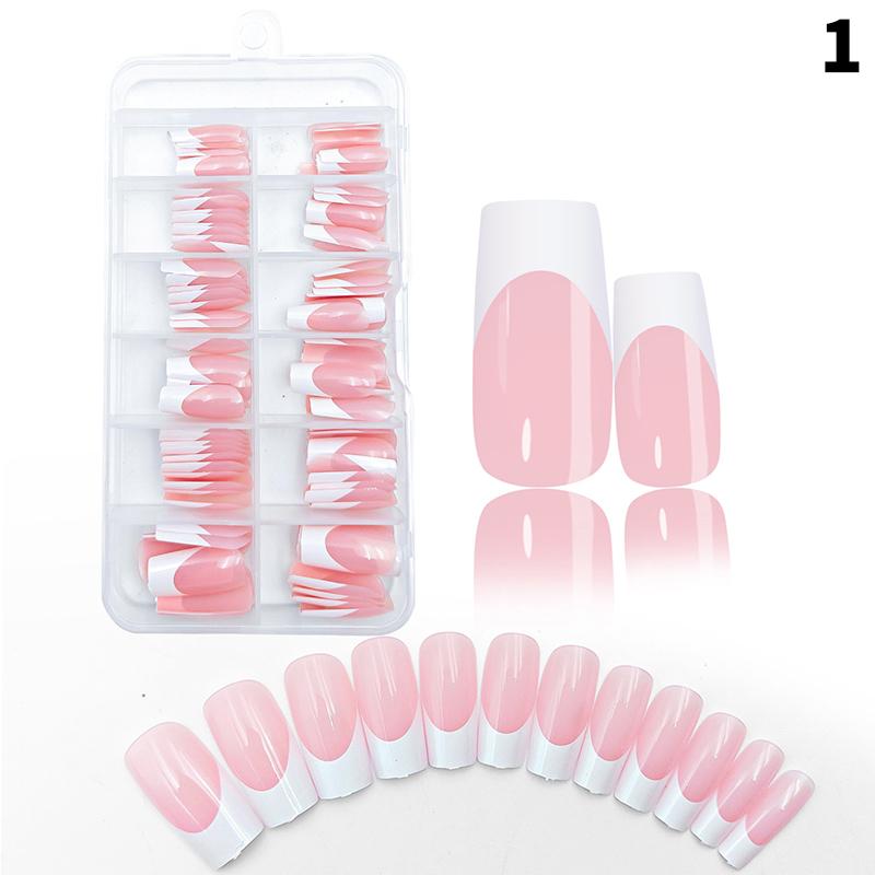 120 buc/cutie Unghii French Press On Nude Roz Mat 12 mărimi Pătrate Extra Lungi Acoperire Completă Gel Moale Vârfuri Unghii False Extensie Unghii