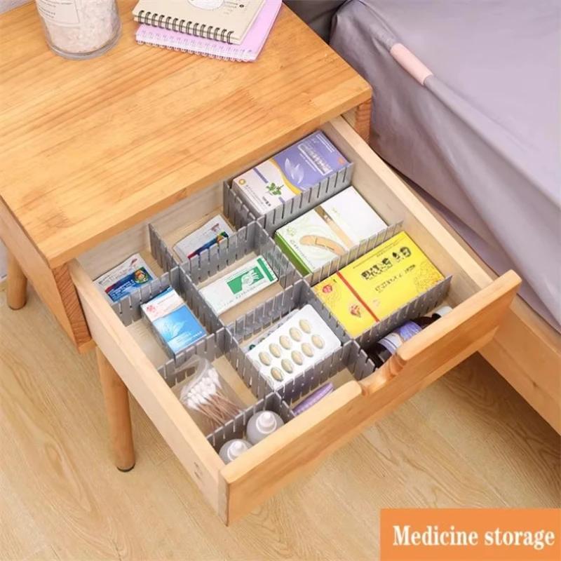 4pcs Household Adjustable Drawer Divider Storage Cabinet Underwear Socks Free Separation Plastic Board Drawer Organizer