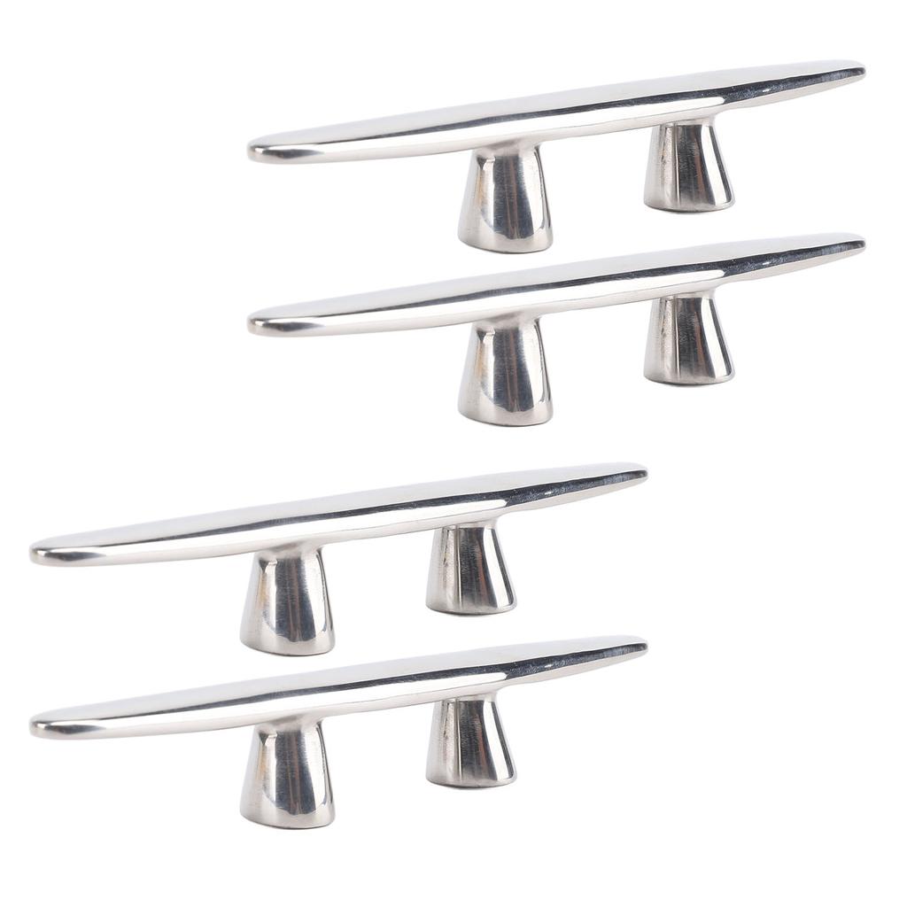 4PCS 6in Open Base Boat Cleat 316 Stainless Steel Polished Dock Cleats Tie Down for Yacht Cargo Ship Speedboat