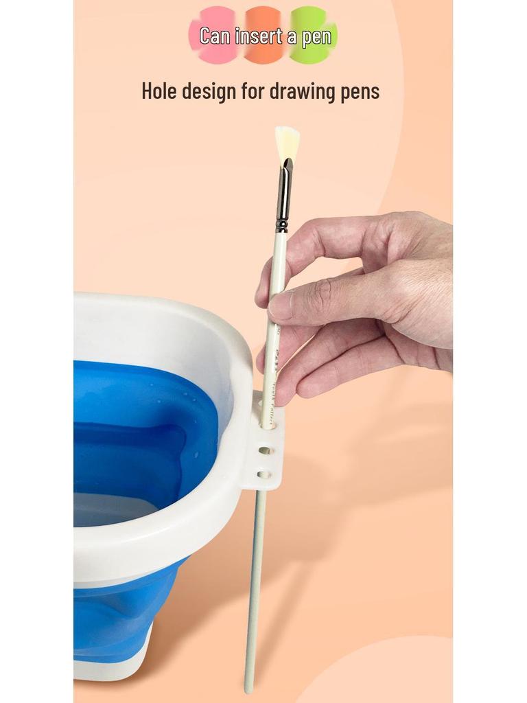 Foldable Silicone Paint Brush Washer Bucket: Portable, Multi-functional, Large Capacity for Children and Art Students.