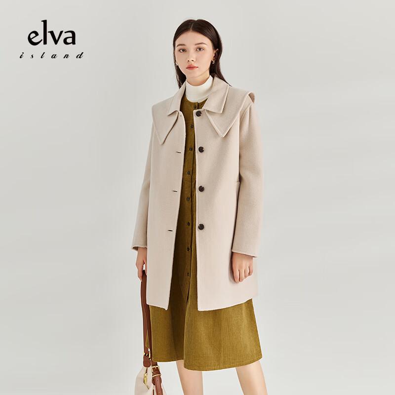 

Elva s Island Women s Double-Layer Sailor Collar Wool Coat XS