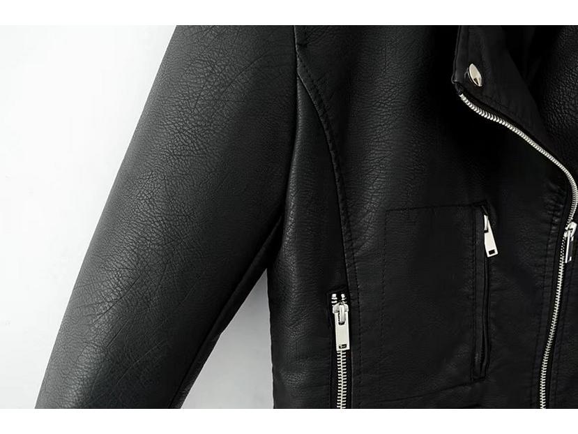 Women's Autumn/Winter PU Leather Motorcycle Jacket – Korean Style Slim Fit Short Coat