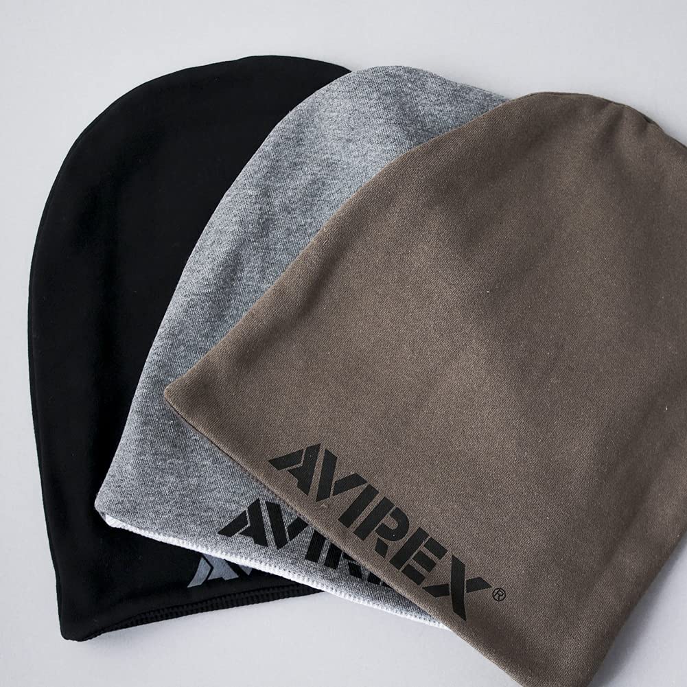AVIREX Loose Fit Sweat Military Knit Cap Hat for Men Waffle Knit Watch Cap Free - (JP, Alphabet, Size, Gray)