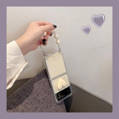 For Samsung Z Flip 4 Case Love Shape Bracelet Soft Shell For Samsung Zflip 3 5g Bumper For Galaxy Zflip 4g 5g Girl Funda Para