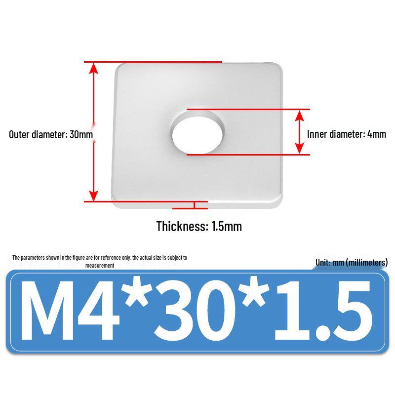 304 Stainless Steel Thickened Square Flat Washers M4-M24