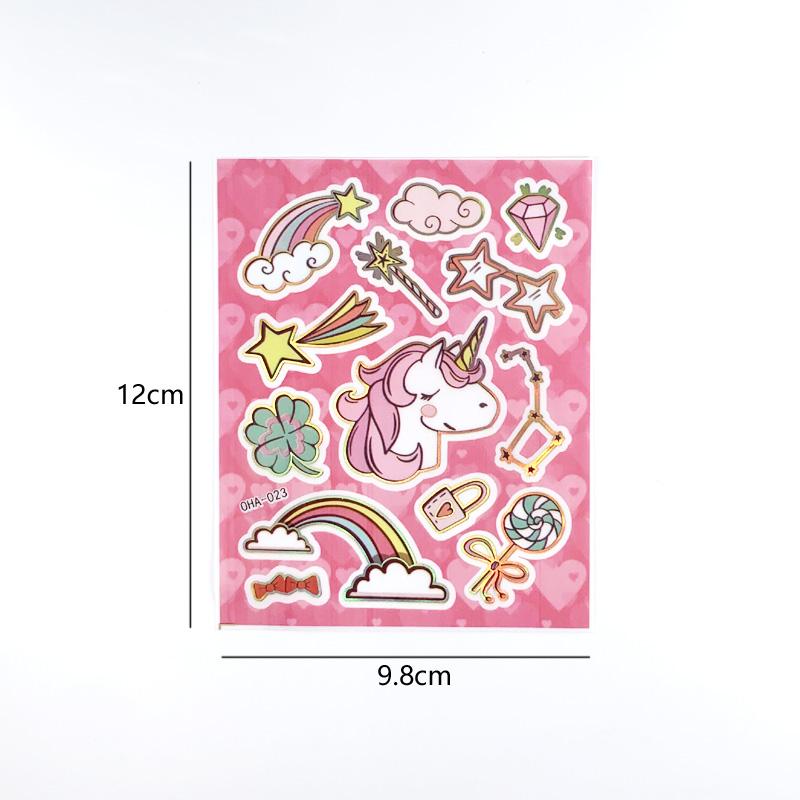 8 Sheets/Set Cartoon Kawaii Unicorn Hot Stamping Shiny PVC Transparent Stickers for Kids Scrapbook Handbook Decoration